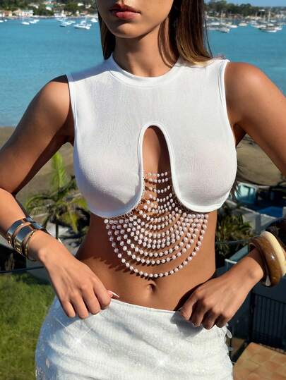 Aloruh Women's Elegant Commuting & Outing, Sexy Beaded Blouse
