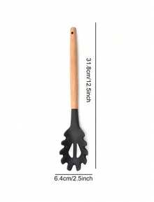 Madebyblanc Silicone Cookware Set, 12 Large Heat-Resistant Kitchen Utensils, Turner Pliers, Spatula, Spoon, Wooden Handle Kitchen Small Tool, With Anti Stick Cookware Holder - Dark Grey - View 11