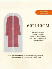 SHEIN 1/2/5件 140CMx60CM 透明衣物防尘罩 适用于外套衬衫裙子裤子衣柜学校办公室家居旅行收纳圣诞节 - 無色 - 查看 3