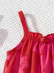 SHEIN Bộ áo liền quần dễ thương, thoải mái cho bé gái sơ sinh, thích hợp cho kỳ nghỉ hè. - màu đen - Xem 5