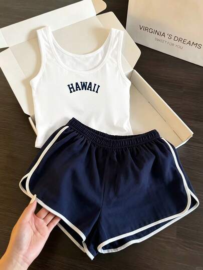 Resyla 女士字母休闲运动套装，简约舒适两件套，适合日常四季穿着