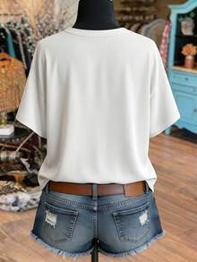Linhara Blusa Casual Romântica Estampada para Mulheres Plus Size, Adequada para Encontros, Férias e Uso Diário - Multicolorido - Visão 4