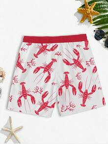 Manfinity RSRT Quần short nam dáng rộng có dây rút, in hình tôm hùm, thích hợp cho bơi lội, du lịch, tập thể dục, làm quà tặng, phong cách Hawaii. - Nhiều màu - Xem 4