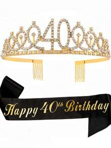 2件套生日绶带和皇冠套装，包含生日皇冠、生日绶带、精美蜡烛和蛋糕装饰，是送给女性的生日礼物，适合生日派对、金色主题派对和圣诞节等场合。 - 彩色 - 查看 16