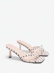 Beige Summer New Square Toe Mesh Breathable Open Toe High Heel Sandals, Versatile Minimalist Stiletto Sandals For Women - Beige - View 6