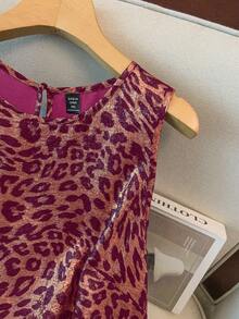 GlowEve CURVE Damen modisches goldenes Leoparden-Muster Trägerhemd - Pink - Übersicht 6