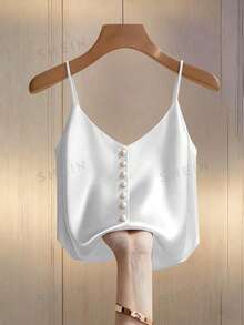 Franclia Women's Basic Solid Color Camisole Top - White - View 1
