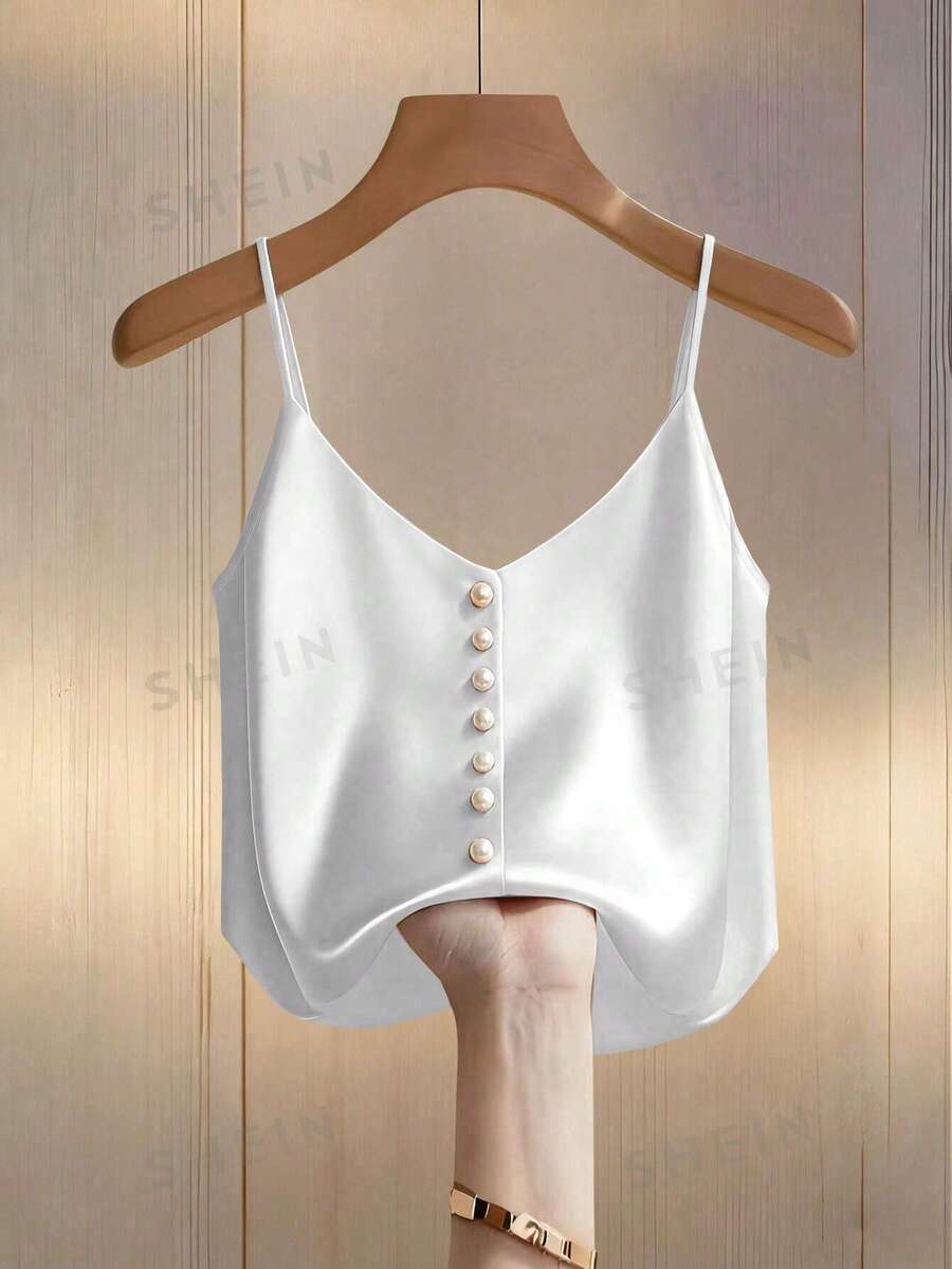 Franclia Women's Basic Solid Color Camisole Top - White - View 1