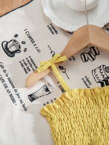 SHEIN Baby Girl Vacation Solid Color Camisole And Pants Casual Outfit - Yellow - View 3