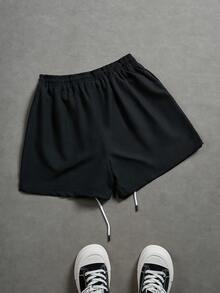 Manfinity EMRG Men's Woven Wing Print Drawstring Waist Casual Shorts, Summer - Dark Grey - View 2