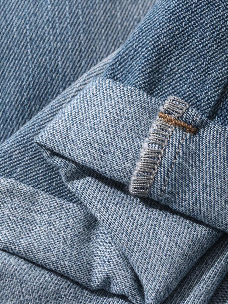 Dazy Plus Vintage Western Cowgirl Washed Blue Distressed Short Denim Bib Overalls, Cropped Street Style Plus Size For Women, Spring/Summer