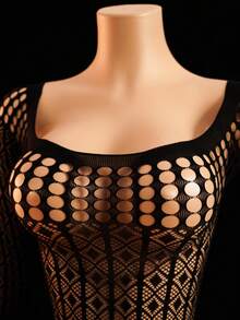 ChaseTheNight Women's Sexy Long Sleeve Mesh Dress,Sexy Lingerie For Women,Adult ,Honeymoon,Hot,Date Night,Lingerie,Fishnet Sexy Lingerie,Lingerie Set,Sexy Outfit - Black - View 4