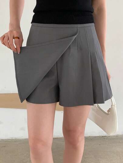 DAZY 不对称下摆褶裥裙裤，女士休闲度假夏季服装