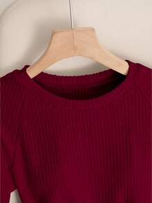 SHEIN Franclia Mono elegante para mujer, mono casual, mono de cuello redondo, mono de manga corta para uso diario - Burdeos - Ver 4