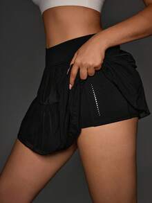 OutZeal Women's Solid Color Skirt With Built-In Leggings - Pleated Tennis Skirt - Black - View 8