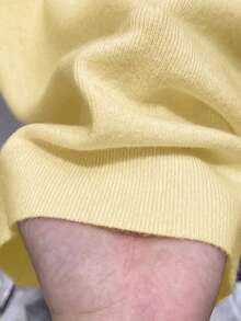 Resyla Sweater Wanita Kasual Polos Minimalis Lengan Pendek - Kuning - View 3