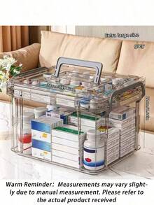 1PC Transparent Multi-Layer First Aid Kit With Handle, Large-Capacity Medicine Storage Box, Suitable For Home, Travel, And Office. Organizes Pills, Bandages, And Medical Supplies. Visible Compartments For Easy Access. Ideal For Family Emergencies And Daily Use. Portable Design, An Essential Health Storage Bag. - Multicolor - View 10