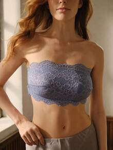 Bisouelle Women's Front Closure Minimalist Fitted Casual Wireless Bra - Blue - View 4