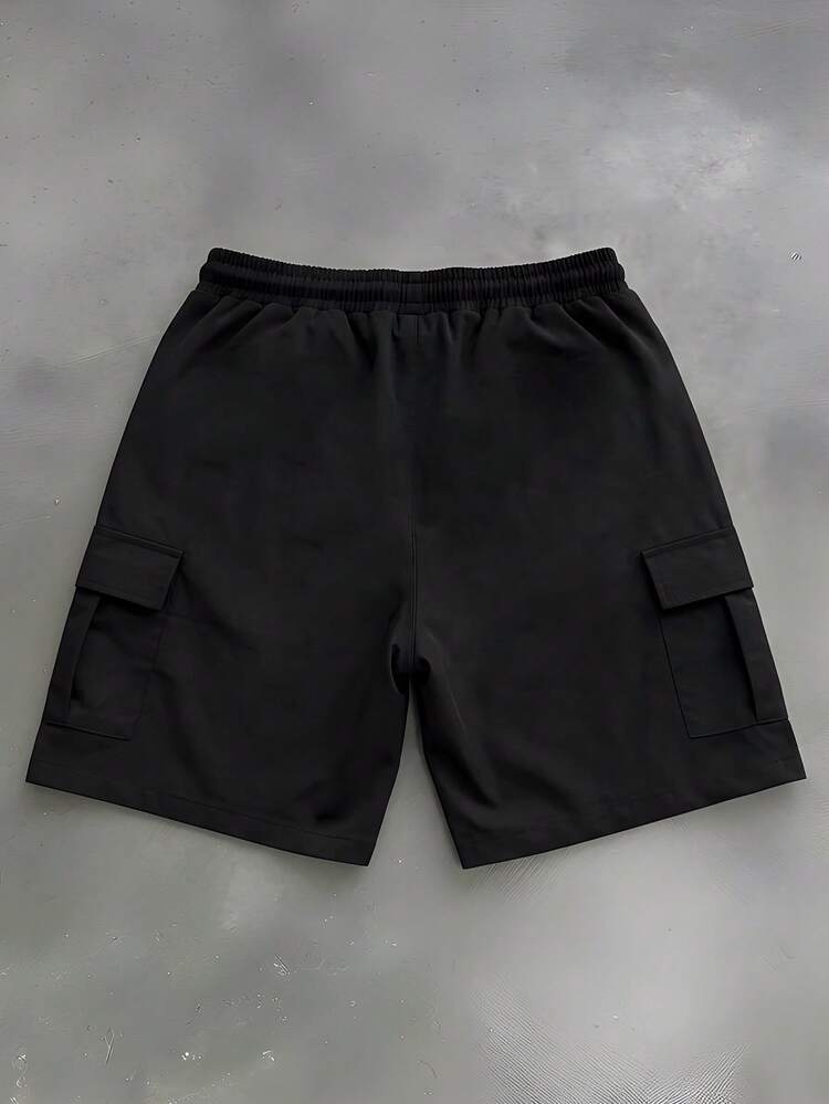 Pantaloncini cargo con vestibilità comoda, con tasche laterali e etichetta del marchio, pantaloni casual estivi da uomo