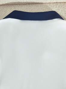 Teen Girls' Contrast Color Half-Zip Ruched Long Sleeve Casual T-Shirt Set - Multicolor - View 4