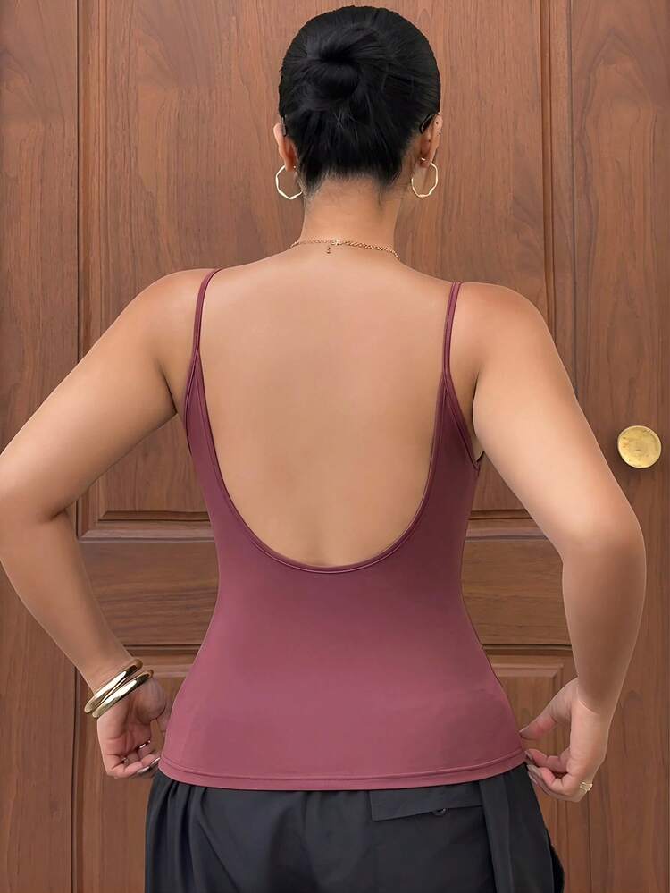 Dazy Plus Solid Color Elastic Fitted Cropped Camisole, Spring/Summer
