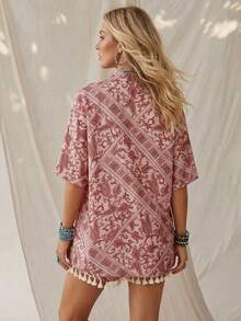 2026 Conjunto de kimono de algodón blanco con arrugas + shorts, conjunto casual de vacaciones para primavera/verano - Multicolor 4 - Ver 2
