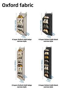1pc Door Shoe Storage Bag, 6-Layer 8-Layer Door Rear Shoe Rack, Suitable For Multiple Pairs Of Shoes, Large Deep Pocket Hanging Shoe Storage, Can Store Wardrobe, Dormitory, RV, Narrow Door-Gray Door Shoe Storage Bag, With Large Deep Pocket, Narrow Shoe Rack For Door Hanging Boots Storage, Black Door Shoe Storage 12 Large Pocket Shoe Storage Bag Shoe Rack Door Wardrobe Shoe Storage Rack Suitable For Walls, Dormitory And Narrow Door Storage Shoe Rack - Multicolor - View 9