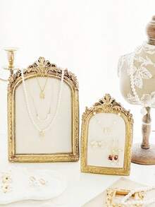1pc Vintage Baroque Style Resin Necklace & Jewelry Display Stand, Tabletop Necklace And Earring Holder With Velvet Backing, Jewelry Display Rack For Showcasing Accessories, Perfect Gift For Women, Jewelry Towers,Room Decor - Multicolor - View 9