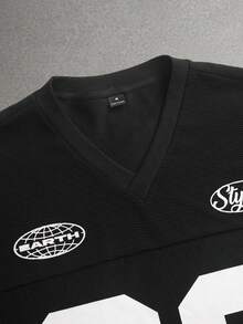 STYNVO 男士数字印花圆领短袖T恤 - 黑色 - 查看 3