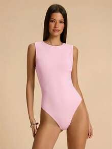 Body casual con estampado de lunares y espalda descubierta para mujer, adecuado para la playa, vacaciones, fiestas, festivales de música - Rosa coral - Ver 3