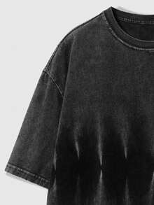 ROMWE MEN Essentials Kaos Pria Kasual Kerah Bulat Lengan Pendek dengan Rumbai, Serbaguna untuk Pemakaian Sehari-hari - Hitam - View 5