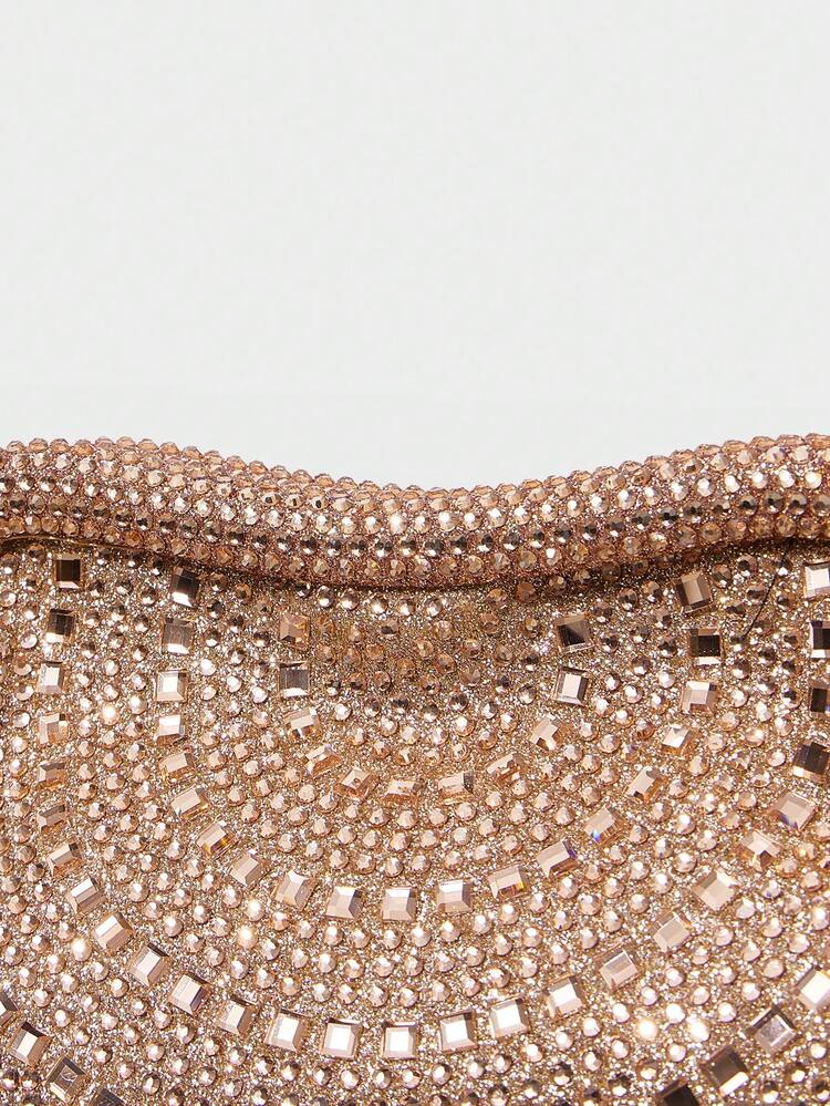 LADIES CHAMPAGNE GOLD CLUTCH BAG, EXQUISITE HEAVY INDUSTRY HOT DIAMOND SHINY ELEGANT  DINNER BAG, QUIET LUXURY  GLAMOROUS  ,FOR LADIES, BRIDES, PARTIES, DINNERS, DRESS MATCHING, FOR GIFT  FOR WEDDING