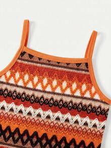 Maija Kids Maija Kids 1 chiếc đầm hai dây kẻ sọc dáng rộng, thanh lịch, thích hợp mặc hàng ngày, đi học, đi chơi, họp mặt, lễ hội, mùa xuân và mùa hè. - trái cam - Xem 5