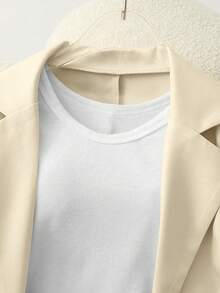 Franclia Elegant Casual Commuter Outfit, Includes Yellow Blazer Style Short Sleeve Jacket And Shorts/Wide Leg Pants Set, Women Spring/Summer - Khaki - View 3