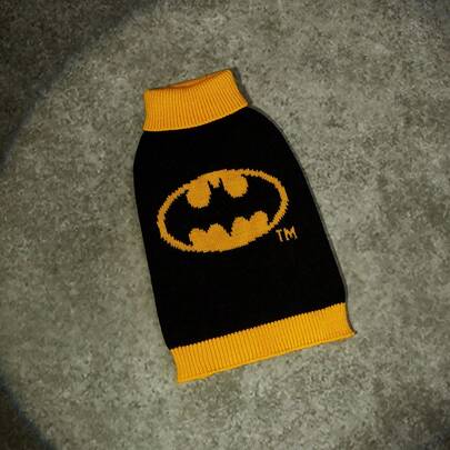 Batman X PETSIN 1pc Pet Cat Dog Universal Brown Jerry Cartoon Pattern Jacquard High Neck Elastic Comfortable Warm Dog Sweater