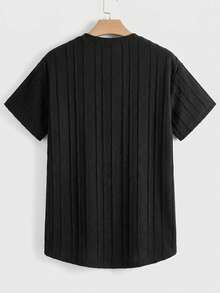 EASEVO Plus Size Men's Letter Print Round Neck Casual Short Sleeve T-Shirt - Black - View 5