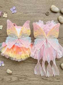 PETSIN 1 pezzo Vestito da principessa a farfalla per animali domestici, gonna tulle per matrimonio per cani e gatti, abbigliamento per Corgi, Teddy, French Bulldog - Multicolore - Visualizzare 4