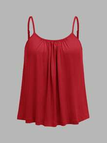 SHEIN EZwear 3件套加大码女式褶皱宽松吊带背心，可调节肩带，适合春夏穿着 - 彩色 - View 5