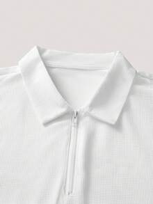 Driftmere Herren modische, vielseitige Outdoor Lässig Poloshirt mit Halbzip Kragen und Kurzarm - Weiss - Übersicht 4