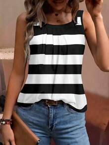 EMERY ROSE Áo kiểu phối màu dành cho nữ cỡ lớn, áo tank top kẻ sọc, áo vest cỡ lớn. - Nhiều màu - Xem 5