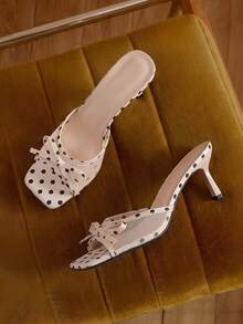 Beige Summer New Square Toe Mesh Breathable Open Toe High Heel Sandals, Versatile Minimalist Stiletto Sandals For Women - Beige - View 2