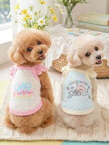 PETSIN 1 chiếc áo khoác đeo chéo cho thú cưng mùa xuân hè, họa tiết hoạt hình dễ thương, màu pastel, phù hợp cho chó và mèo nhỏ. - Nhiều màu - Xem 2