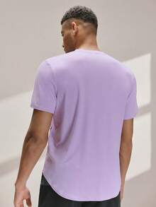 Driftmere Hombres Camiseta con estampado de letra bajo curvo - Morado - Ver 2