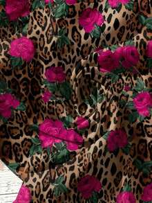 EMERY ROSE Plus Size Summer Casual Floral & Leopard All-Over Print Petal Sleeve Shirt - Multicolor - View 3