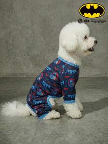 Batman X PETSIN 1pc Red Bat Letter Print Pet Jumpsuit Contrasting Color Spring And Autumn Gentle Breathable Pet Jumpsuit - Multicolor - View 5