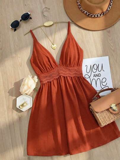 Franclia Women's Solid Color Minimalist Casual Slip Dress Boho Summer Outfits Vacation Outfits Woman Dress Summer Holiday Outfits Dress Women's Summer Outfits