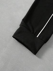 PAVTROS Áo khoác nỉ có mũ kéo khóa dành cho nam - màu đen - Xem 5