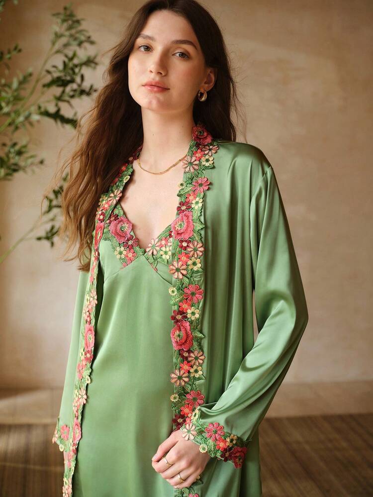 SPAGHETTI STRAP FLORAL PRINT CARDIGAN LOUNGEWEAR SET, COMFORTABLE CASUAL FOR WOMEN