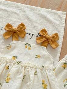 SHEIN LMoss Kids LMoss 女婴夏季可爱条纹吊带背心和松紧腰裤，格子图案套装夏季两件套，夏季套装 - 彩色 - 查看 4