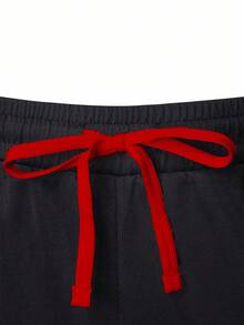 Sport MetroGents Quần short thể thao nam mùa hè phối màu tương phản, cạp chun, có dây rút, kiểu dáng thường ngày, thích hợp cho phòng tập gym. - màu đen - Xem 3